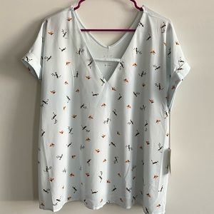 Light blue v neck blouse